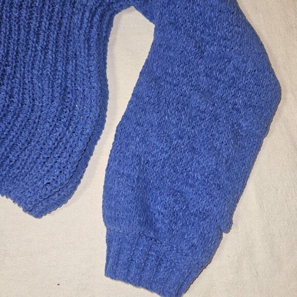 MOON & MADISON Chenile Sweater Womens S Chunky Knit Blue Balloon Sleeve Soft - Picture 3 of 9